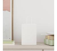 vidaXL Bolsas de papel kraft con asas 50 uds blanca 15x8x21 cm, bolsa de papel, bolsa de papel para regalo, bolsa de regalo de papel kraft