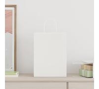 vidaXL Bolsas de papel kraft con asas 50 uds blanca 26x12x35 cm, bolsa de papel, bolsa de papel para regalo, bolsa de regalo de papel kraft