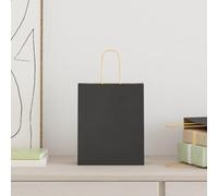 vidaXL Bolsas de papel kraft con asas 50 uds negra 18x8x22 cm, bolsa de papel, bolsa de papel para regalo, bolsa de regalo de papel kraft, bolsa kraft
