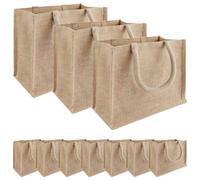 vidaXL Bolsos de mano de yute 10 piezas natural 26 x 22 x 14 cm 100% yute tossa, bolsa de yute rectangular ecológica, compañero de compras duradero, espacioso para todos los días