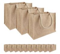 vidaXL Bolsos de mano de yute natural, 50 unidades, 26 x 22 x 14 cm, 100 % yute tossa, bolsa de yute rectangular respetuosa con el medio ambiente, compañero de compras duradero, espacioso para todos