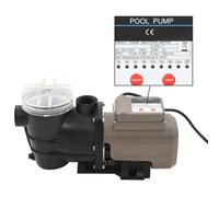 vidaXL Bomba de Piscina Negra 0.25HP 8000L/h Accesorios Spa Resistente Duradera Resistente al Cloro Motor Potente Ruido Bajo con Temporizador