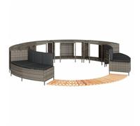 vidaXL Borde bañera hidromasaje Madera Acacia y ratán sintético Gris, Borde bañera de hidromasaje, Borde SPA de ratán sintético, peldaño bañera hidromasaje