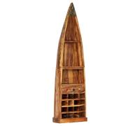 vidaXL Botellero Apilable Vertical Madera Maciza Reciclada Diseño Original Rústico Barco Estantería Vino 16 Botellas Accesorios 1 Cajón + 3 Estantes