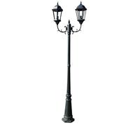 vidaXL Farola de jardín 2 brazos 230 cm verde oscuro/negro aluminio