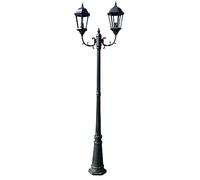vidaXL Farola de jardín 2 brazos 230 cm verde oscuro/negro aluminio