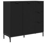 vidaXL Buffet de comedor moderno rectangular de madera de ingeniería negro 89.5 x 33 x 82 cm, armario para salón y habitaciones con pies ajustables, puertas con bisagras clásicas, patas de acero vern