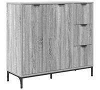 vidaXL Buffet de comedor moderno rectangular gris Sonoma 89.5 x 33 x 82 cm en madera de ingeniería. Tiene mucho espacio de almacenamiento y estantes ajustables. Hay una puerta con cremallera, un cajón