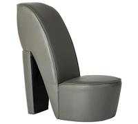 vidaXL Butaca con Forma Zapato de Tacón Cuero Sintético Mobiliario Casa Estructura Robusta Duradera Elegante Tapizado Suave Cómodo Estabilidad Gris