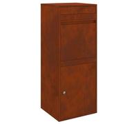 vidaXL Buzón de Acero Corten Oxidado 41 x 38 x 103 cm con Puerta con Bisagra y Cerradura a Prueba de Agua, Muy Moderno para el Jardín o la Terraza, Soporta hasta 20kg, Recibe tu Correo Fácilmente