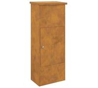vidaXL Buzón de acero resistente al agua, diseño moderno y color oxidado. Tiene un sistema de bloqueo y mide 44.5 x 29 x 110.5 cm. Perfecto para decorar tu jardín y mantener la seguridad.