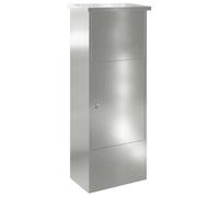 vidaXL Buzón de entrega exterior negro de acero galvanizado, tamaño 44.5 x 29 x 110.5 cm. Buzón resistente al agua con puerta de bisagra y cerradura segura. Ideal para guardar el correo en el jardín