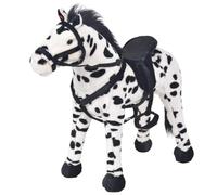 vidaXL Caballo de Peluche de Pie Negro y Blanco XXL Animal de Juguete Infantil