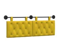 vidaXL Cabecera Colgante Amarillo 150 x 55 x 7 cm Terciopelo, Dormitorio, Cabecero Moderno Montado en la Pared, Rectangular Tapizado en Terciopelo, con Botones, Madera de Calidad, Decoración Que Ahor