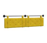 vidaXL Cabecera Colgante Amarillo 210 x 55 x 5 cm Terciopelo, Cabecero Moderno Rectangular con Montaje en Pared, tapizado con Correas, y diseño Acolchado con Botones para una decoración de Dormitorio