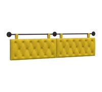 vidaXL Cabecera Colgante Amarillo 210 x 55 x 7 cm Terciopelo, Dormitorio, Cabecero Moderno Montado en la Pared, Rectangular Tapizado en Terciopelo, con Botones, Madera de Calidad, Decoración Que Ahor