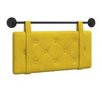 vidaXL Cabecera Colgante Amarillo 90 x 55 x 5 cm Terciopelo, Cabecero Moderno Rectangular con Montaje en Pared, tapizado con Correas, y diseño Acolchado con Botones para una decoración de Dormitorio