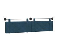 vidaXL Cabecera Colgante Azul 210 x 55 x 5 cm Terciopelo, Cabecero Moderno Rectangular con Montaje en Pared, tapizado con Correas, y diseño Acolchado con Botones para una decoración de Dormitorio rel