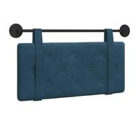 vidaXL Cabecera Colgante Azul 90 x 55 x 5 cm Terciopelo, Cabecero Moderno Rectangular con Montaje en Pared, tapizado con Correas, y diseño Acolchado con Botones para una decoración de Dormitorio rela