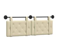 vidaXL Cabecera Colgante Crema 130 x 55 x 5 cm Cuero sintético, Cabecero Moderno para Dormitorio, cabecero montado en la Pared Rectangular, Respaldo tapizado, diseño Minimalista, ahorrador de Espacio
