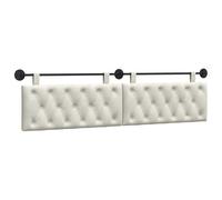 vidaXL Cabecera Colgante Crema 210 x 55 x 7 cm Terciopelo, Dormitorio, Cabecero Moderno Montado en la Pared, Rectangular Tapizado en Terciopelo, con Botones, Madera de Calidad, Decoración Que Ahorra