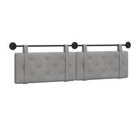 vidaXL Cabecera Colgante Gris Claro 190 x 55 x 7 cm Terciopelo, Cabecero Moderno Rectangular con Montaje en Pared, tapizado con Correas, y diseño Acolchado con Botones para una decoración de dormitor