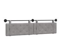 vidaXL Cabecera Colgante Gris Claro 210 x 55 x 5 cm Terciopelo, Cabecero Moderno Rectangular con Montaje en Pared, tapizado con Correas, y diseño Acolchado con Botones para una decoración de dormitor