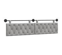 vidaXL Cabecera Colgante Gris Claro 210 x 55 x 7 cm Terciopelo, Dormitorio, Cabecero Moderno Montado en la Pared, Rectangular Tapizado en Terciopelo, con Botones, Madera de Calidad, Decoración Que Ah