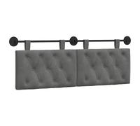 vidaXL Cabecera Colgante Gris Oscuro 130 x 55 x 7 cm Terciopelo, Dormitorio, Cabecero Moderno Montado en la Pared, Rectangular Tapizado en Terciopelo, con Botones, Madera de Calidad, Decoración Que A