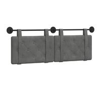 vidaXL Cabecera Colgante Gris Oscuro 150 x 55 x 5 cm Terciopelo, Cabecero Moderno Rectangular con Montaje en Pared, tapizado con Correas, y diseño Acolchado con Botones para una decoración de dormito