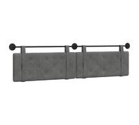 vidaXL Cabecera Colgante Gris Oscuro 210 x 55 x 5 cm Terciopelo, Cabecero Moderno Rectangular con Montaje en Pared, tapizado con Correas, y diseño Acolchado con Botones para una decoración de dormito