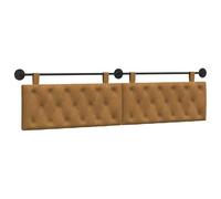 vidaXL Cabecera Colgante Marrón 210 x 55 x 7 cm Terciopelo, Dormitorio, Cabecero Moderno Montado en la Pared, Rectangular Tapizado en Terciopelo, con Botones, Madera de Calidad, Decoración Que Ahorra
