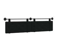 vidaXL Cabecera Colgante Negro 210 x 55 x 5 cm Terciopelo, Cabecero Moderno Rectangular con Montaje en Pared, tapizado con Correas, y diseño Acolchado con Botones para una decoración de Dormitorio re