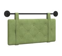 vidaXL Cabecera Colgante Verde Claro 100 x 55 x 5 cm Terciopelo, Cabecero Moderno Rectangular con Montaje en Pared, tapizado con Correas, y diseño Acolchado con Botones para una decoración de dormito