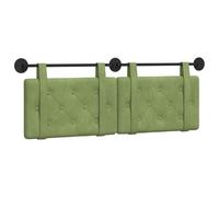 vidaXL Cabecera Colgante Verde Claro 150 x 55 x 5 cm Terciopelo, Cabecero Moderno Rectangular con Montaje en Pared, tapizado con Correas, y diseño Acolchado con Botones para una decoración de dormito