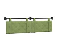 vidaXL Cabecera Colgante Verde Claro 170 x 55 x 5 cm Terciopelo, Cabecero Moderno Rectangular con Montaje en Pared, tapizado con Correas, y diseño Acolchado con Botones para una decoración de dormito