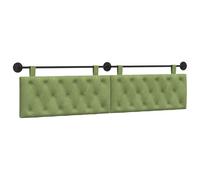 vidaXL Cabecera Colgante Verde Claro 210 x 55 x 7 cm Terciopelo, Dormitorio, Cabecero Moderno Montado en la Pared, Rectangular Tapizado en Terciopelo, con Botones, Madera de Calidad, Decoración Que A