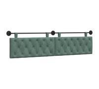 vidaXL Cabecera Colgante Verde Mar 210 x55 x7 cm Terciopelo, Dormitorio, Cabecero Moderno Montado en la Pared, Rectangular Tapizado en Terciopelo, con Botones, Madera de Calidad