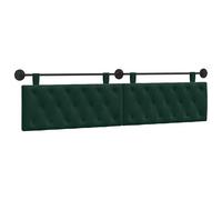 vidaXL Cabecera Colgante Verde Oscuro 210 x 55 x 7 cm Terciopelo, Dormitorio, Cabecero Moderno Montado en la Pared, Rectangular Tapizado en Terciopelo, con Botones, Madera de Calidad, Decoración Que