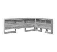 vidaXL Cabecera con estantería de 140 x 200 cm en Gris Sonoma. Hecha de Madera ingenierizada, Tiene un montón de Espacio para Guardar Cosas. Su diseño es práctico y Ahorra Espacio. Es un Modelo indep