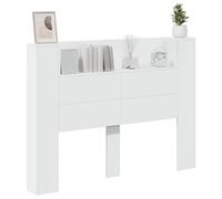 vidaXL Cabecera con LED 140x16,5x103,5 cm Madera de ingeniería, Muebles de Dormitorio Modernos, cabecero Rectangular con estantes, iluminación LED, Estilo Minimalista