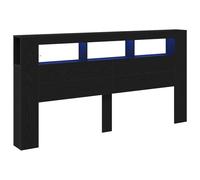 vidaXL Cabecera Contemporánea de Roble Negro para Camas con Estantes de Almacenamiento Madera de Ingeniería Duradera Acabado Mate Ideal para el Dormitorio