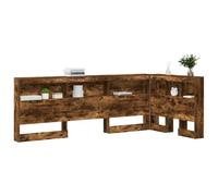 vidaXL Cabecera de Almacenamiento con Estante Roble Ahumado 90 cm, Cabecero de Dormitorio, diseño Moderno, soluciones de Almacenamiento, Estilo Minimalista y contemporáneo