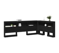 vidaXL Cabezal en L de Roble Negro, 120 x 200 cm, Hecho de Madera aglomerada con estantes Integrados. Diseño Independiente Que Ahorra Espacio, con un Estilo Minimalista y un Estante para almacenamie