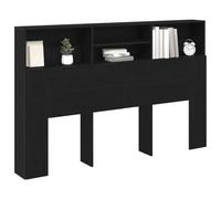 vidaXL Cabecera de Armario en Negro Roble, Moderna y de Madera sólida. Tiene estantes Integrados y Mide 160 x 19 x 103.5 cm. Es una solución de Almacenamiento Elegante para Decorar tu Dormitorio, PE