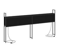 vidaXL Cabecera de estantería en Negro y Roble de 180 cm. Hecha de Madera de ingeniería y Acero. Tiene Mucho Espacio para almacenar. Viene con Puertos de Carga Integrados y Patas Antideslizantes. Sol