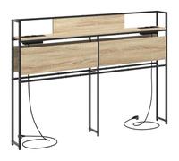 vidaXL Cabecera de estantería en Roble Sonoma de 150 cm, Hecha de Madera de ingeniería y con Marco de Acero. Tiene estación de Carga, Mucho Espacio de Almacenamiento, pies Antideslizantes y es perfe