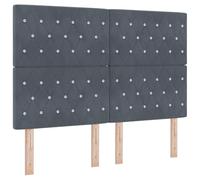 vidaXL Cabecera LED con Botones de Cristal, Acolchada en Gris Oscuro de 160 cm, con Puerto USB y montada en la Pared. Este Mueble contemporáneo Crear un Dormitorio Elegante y cómodo