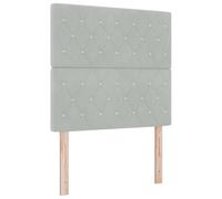 vidaXL Cabecera LED con Botones de Cristal Gris Claro 100 cm Puerto USB Montada en la Pared Muebles para Dormitorio Moderno de Adultos Espacio de Sueño Elegante Terciopelo Unisex