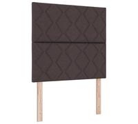 vidaXL Cabecera LED con Diseño de Bloques de Diamante en Marrón Oscuro, 100 cm Tapizada Que Ofrece Comodidad, Carga USB para el Dormitorio y la Habitación de Invitados, Diseño Moderno con Espuma de A